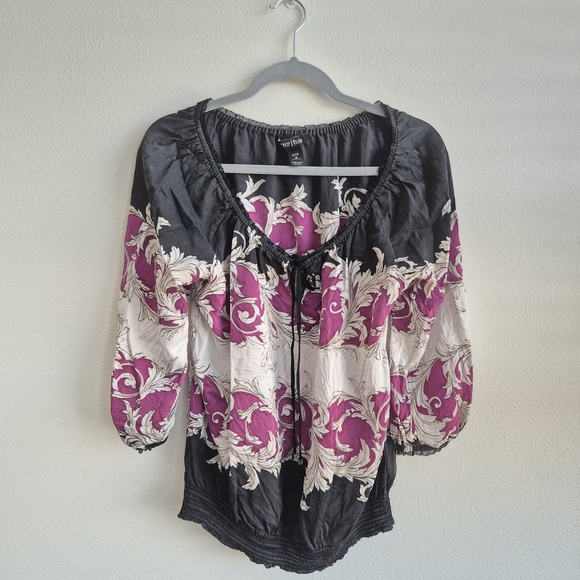 White House Black Market Tops - White House Black Market Black and Pink Blouse